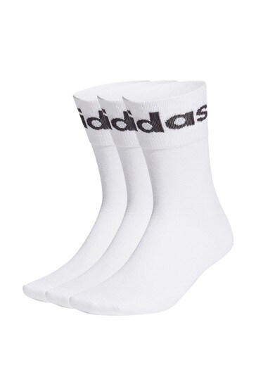 adidas Originals White/Black Linear Crew Socks 3 Pack