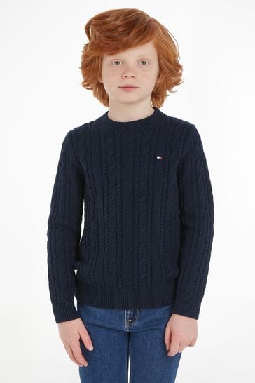 Tommy Hilfiger Kids Blue Essential Cable Sweater