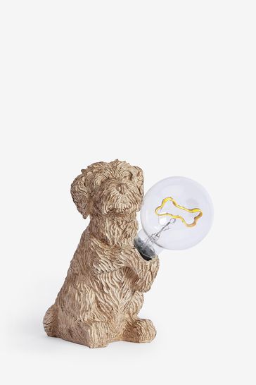 Wood Charlie The Cockapoo Dog Battery Operated Feature Light