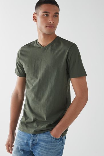 Dark Khaki Green Essential V-Neck T-Shirt