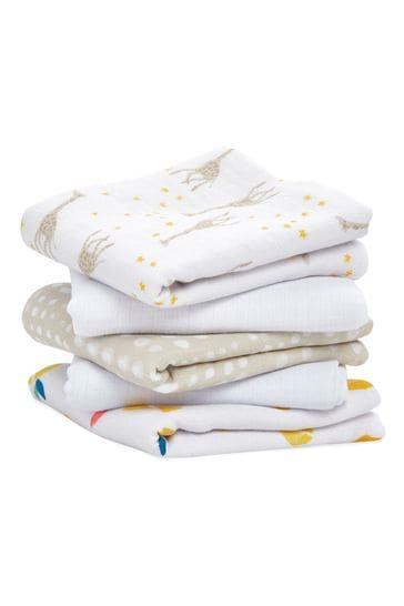 aden + anais White Starry Star Essentials Muslin Squares Five Pack