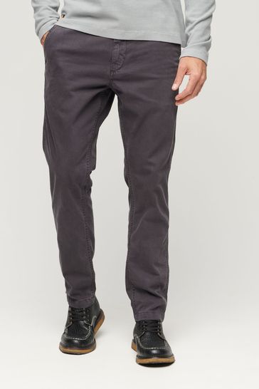 Superdry Grey Slim Officers Chinos Trousers