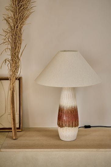 French Connection Cream/Brown Kancha Table Lamp
