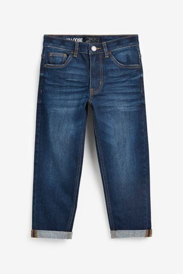 Blue Tapered Loose Fit Cotton Rich Stretch Jeans (3-17yrs)