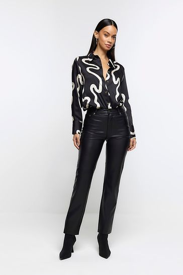 River island black discount and white top