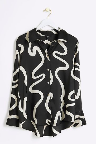 River island black and white top online