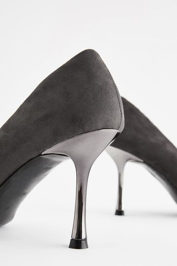Grey Forever Comfort Metallic Heel Court Shoes