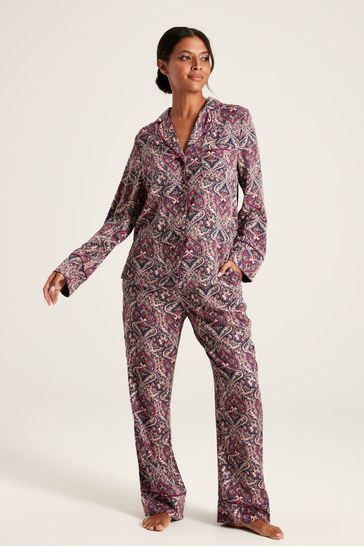 Joules Alma Dark Pink Paisley Pyjama Set