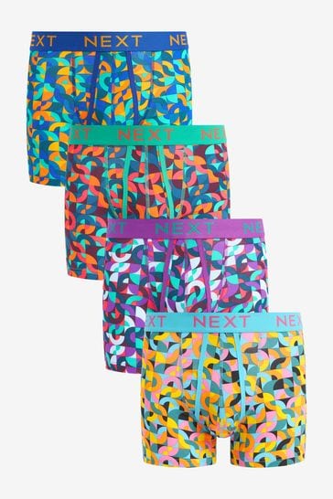 Buy Blue Green Yellow Geometric A Front Boxers 4 Pack from Next Bahrain