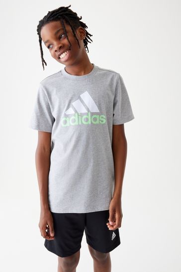 Buy adidas Grey Sportswear Essentials Two-Color Big Logo Cotton T-Shirt  from Next USA | Sport-T-Shirts