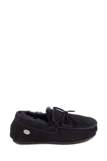 Totes Dark Blue Boys Just Sheepskin™ Mini Torrington Slippers