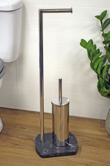 Showerdrape Grey Octavia Toilet Roll & Toilet Brush Holder