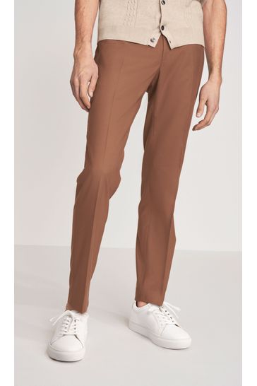 Tan Brown Slim Fit Formal Trousers