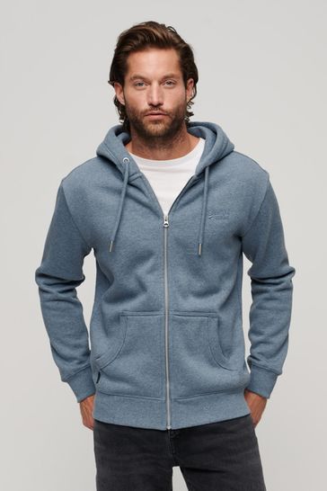 Superdry Blue Essential Logo Zip Hoodie