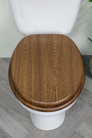 Showerdrape Brown Norfolk Soft Close Wooden Toilet Seat