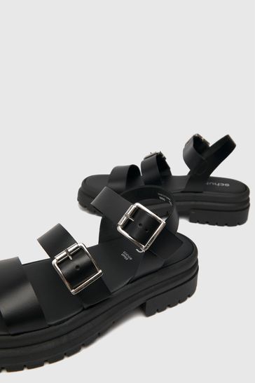 Ladies black chunky sandals sale