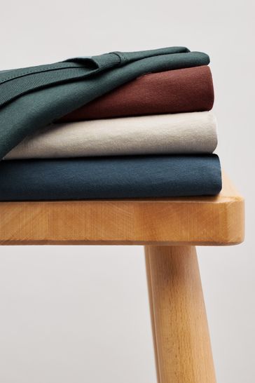 Buy Blue Light Grey Brown Green T Shirt 4 Pack from Next Luxembourg