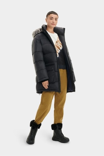 UGG Green Ozzy Mid Length Puffer Coat
