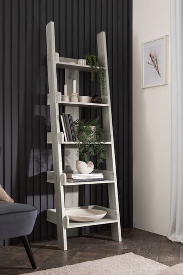 Narrow grey ladder sales shelf