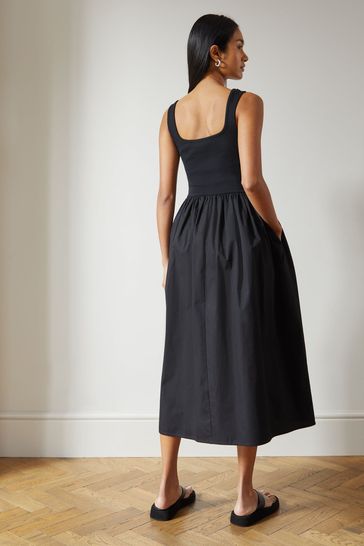Black square neck dress 2025