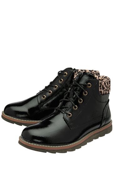 Buy Lotus Black Patent Lace Up Ankle Boots from Next Luxembourg