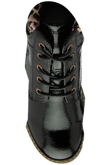 Buy Lotus Black Patent Lace Up Ankle Boots from Next Luxembourg