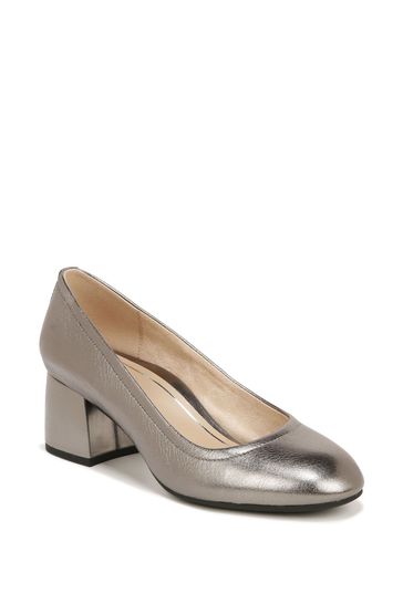 Vionic Grey Carmel Metallic Leather Court Shoes