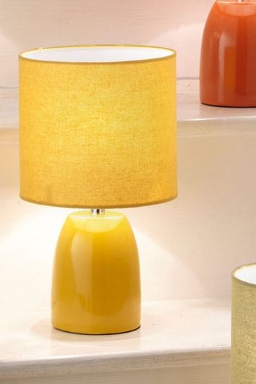 Village At Home Opal Table Lamp, Yellow Ceramic Table Lamp