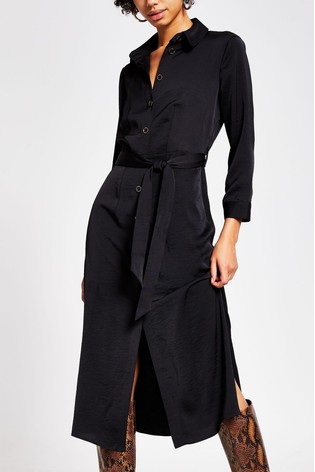 black midi shirt dress uk