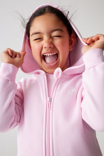 Buy adidas Light Pink Sportswear Essentials 3 Stripes Zip Hooded