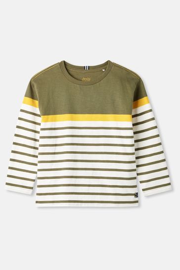 Joules Green/White Striped Long Sleeve Top
