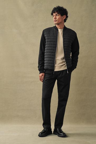 Black Hybrid Bomber Jacket