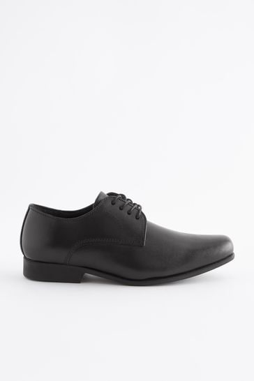 Black Standard Fit F School Leather Lace Up Shoes