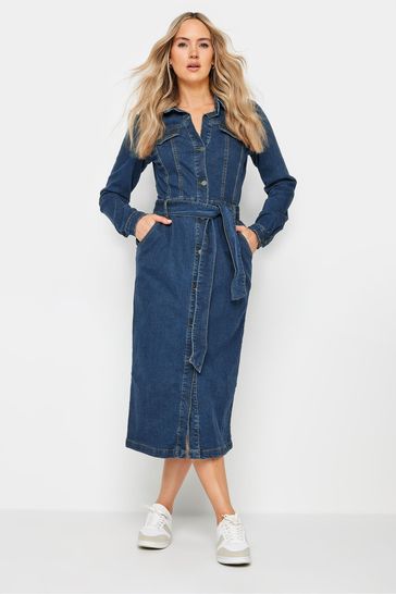 Long Tall Sally Blue Denim Button Through Midi Dress