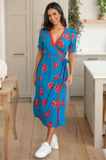 Lace wrap midi dress online
