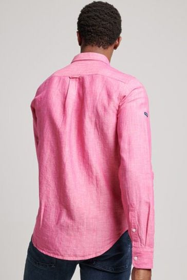 Buy Superdry Pink Organic Cotton Studios Linen Button Down Shirt