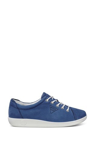 ECCO® Soft 2.0 Blue Leather Lace Shoes