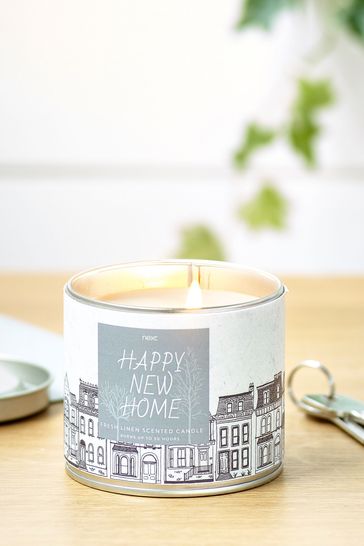 White New Home Scented Candle Tin