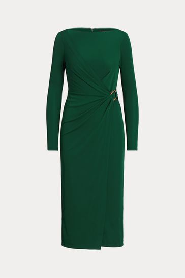Buy Lauren Ralph Lauren Green Jersey Long Sleeve Cocktail Dress de Next  España