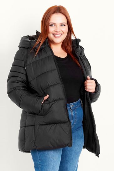 Buy Evans Hooded Padded Black Coat from Next Luxembourg
