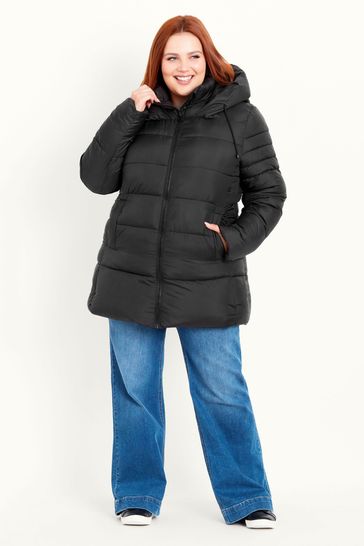 Buy Evans Hooded Padded Black Coat from Next Luxembourg