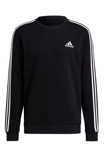 Adidas black sweater with white stripes hotsell