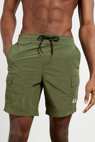Ted Baker Mens Green Triangl Cargo Swim Shorts