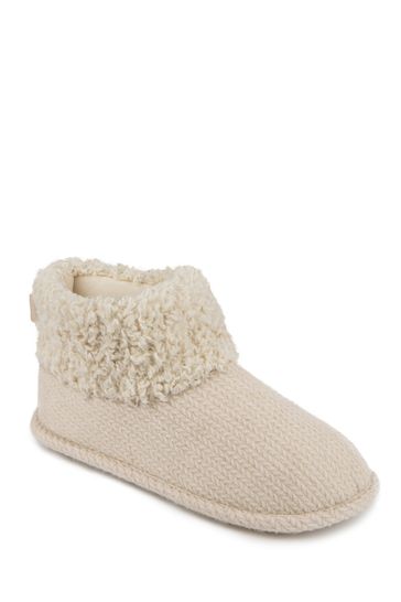 Buy Totes Cream Isotoner Ladies Cable Boot Slippers from Next Netherlands