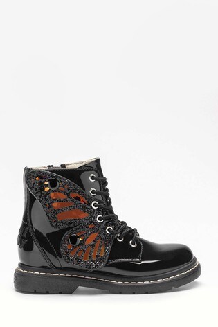 Lelli Kelly Black Patent Fairy Wing Boots