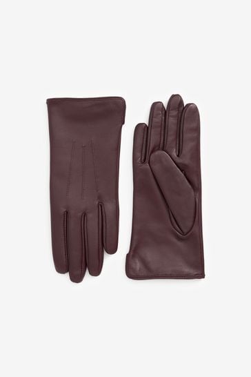 Berry Red Leather Gloves