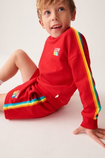 Little Bird by Jools Oliver Red Rainbow Sweat Top and Short Set