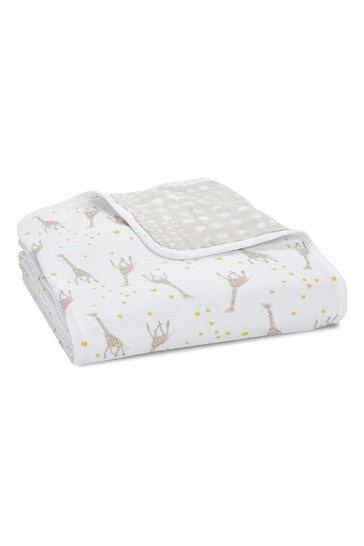 White aden + anais Kids White Essentials Starry Star Giraffe Muslin Dream Blanket