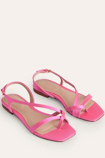 Buy Boden Pink Satin Toe Loop Flat Sandals from Next Luxembourg
