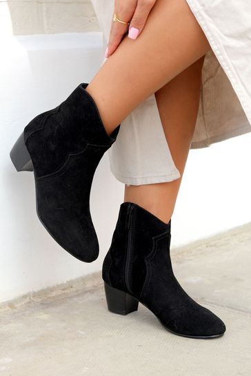 Buy Linzi Black Josie Western Style Ankle Boots With Pointed Toe